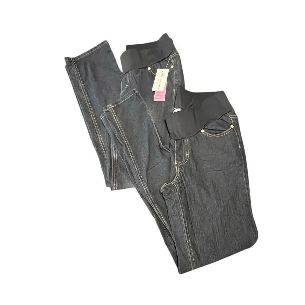 Oh! Mamma Women's Demi Panel Straight Leg Maternity Jeans 2 pair Small NWT